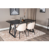 ebuy24 IncaBLBL eethoek eetkamertafel uitschuifbare tafel lengte cm 160 / 200 zwart en 4 Velvet eetkamerstal velours beige, zwart.