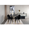 ebuy24 SilarBLExt eethoek eetkamertafel uitschuifbare tafel lengte cm 120 / 160 zwart en 4 Velvet eetkamerstal velours zwart, messing decor.