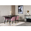 ebuy24 SilarBLExt eethoek eetkamertafel uitschuifbare tafel lengte cm 120 / 160 zwart en 4 Velvet eetkamerstal velours roze, zwart, messing decor.