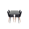 ebuy24 SilarBLExt eethoek eetkamertafel uitschuifbare tafel lengte cm 120 / 160 zwart en 4 Polar eetkamerstal zwart.