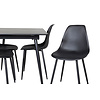 ebuy24 SilarBLExt eethoek eetkamertafel uitschuifbare tafel lengte cm 120 / 160 zwart en 4 Polar eetkamerstal zwart.