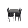 ebuy24 SilarBLExt eethoek eetkamertafel uitschuifbare tafel lengte cm 120 / 160 zwart en 4 Slim High Back eetkamerstal PU kunstleer zwart.