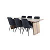 ebuy24 Logger eethoek eetkamertafel uitschuifbare tafel lengte cm 210 / 310 rokerig eik en 6 Velvet Deluxe eetkamerstal velours zwart.