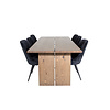 ebuy24 Logger eethoek eetkamertafel uitschuifbare tafel lengte cm 210 / 310 rokerig eik en 6 Velvet Deluxe eetkamerstal velours zwart.