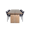 ebuy24 Logger eethoek eetkamertafel uitschuifbare tafel lengte cm 210 / 310 rokerig eik en 6 Vault eetkamerstal zwart.