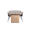 ebuy24 Logger eethoek eetkamertafel uitschuifbare tafel lengte cm 210 / 310 rokerig eik en 6 Arctic eetkamerstal khaki, zwart.