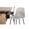 ebuy24 Logger eethoek eetkamertafel uitschuifbare tafel lengte cm 210 / 310 rokerig eik en 6 Arctic eetkamerstal khaki, zwart.