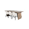 ebuy24 Logger eethoek eetkamertafel uitschuifbare tafel lengte cm 210 / 310 rokerig eik en 6 Velvet eetkamerstal fluweel beige, zwart.