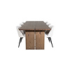 ebuy24 Logger eethoek eetkamertafel uitschuifbare tafel lengte cm 210 / 310 rokerig eik en 6 Velvet eetkamerstal fluweel beige, zwart.