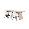 ebuy24 Logger eethoek eetkamertafel uitschuifbare tafel lengte cm 210 / 310 rokerig eik en 6 Velvet eetkamerstal velours beige, zwart.