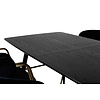 ebuy24 Gold eethoek eetkamertafel uitschuifbare tafel lengte cm 180 / 220 zwart en 6 Arrow eetkamerstal velours zwart.