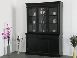 Winkelkast buffetkast vitrine met opzet antiek zwart massief hout Mozart