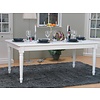 Mozart eetkamertafel 100x180/280 cm incl. 2 verlengbladen antiek wit, antiek gepatineerd.