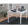 Mozart eetkamertafel 100x180/280 cm incl. 2 verlengbladen antiek wit, antiek gepatineerd.