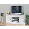 Mozart tv meubel, breedte 137 cm, hoogte 60 cm, antiek wit, antiek gepatineerd.