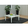 Mozart salontafel 100x100 cm met 1 lade in antiek wit, antiek gepatineerd.