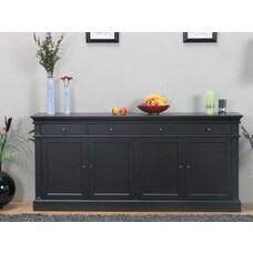 Zwart antiek patinÃ© dressoir Mozart 4deurs