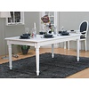 Mozart eethoek 100x180/280 cm incl. 2 verlengbladen antiek wit met 2+6 Rococo stoelen antiek wit/zwart.