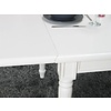 Mozart eethoek 100x180/280 cm incl. 2 verlengbladen antiek wit met 6 Rococo stoelen antiek wit/beige.