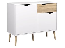 Dressoir Napoli met 1 lade en 2 deurtjes wit eiken