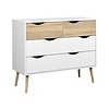 Commode Napoli ladenkast met 2x2 laden wit/eiken