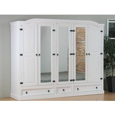 New Mexico 5-deurs kledingkast wit met spiegel