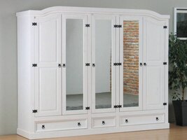 New Mexico 5-deurs kledingkast wit met spiegel