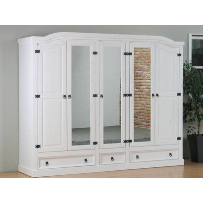 New Mexico 5-deurs kledingkast wit met spiegel