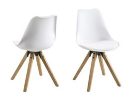 Dry kuipstoel wit met houten onderstel