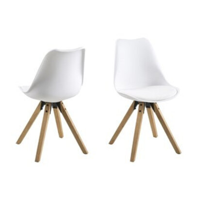 Dry kuipstoel wit met houten onderstel