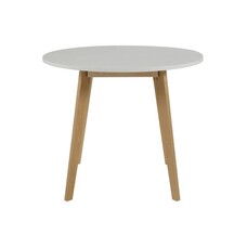 Riko ronde eettafel wit en berkenhout