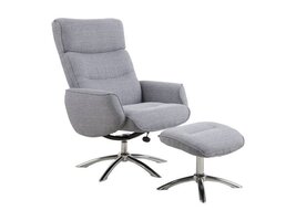 West loungefauteuil met hocker grijs stof