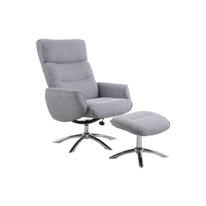 West loungefauteuil met hocker grijs stof