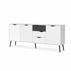 Napoli dressoir 195 cm met 3 deuren en 3 lades zwart/wit