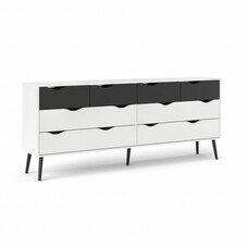 Napoli dressoir met 8 lades zwart/wit