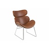 Cazy fauteuil kunstleer vintage cognac bruin - chromen onderstel