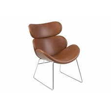 Cazy fauteuil kunstleer vintage cognac bruin - chromen onderstel