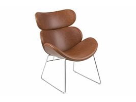 Cazy fauteuil kunstleer vintage cognac bruin - chromen onderstel