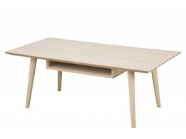 Cent salontafel met 1 plank eiken geloogd wit - 115x60x42 cm