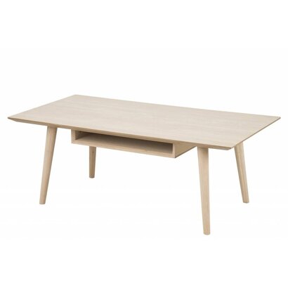 Cent salontafel met 1 plank eiken geloogd wit - 115x60x42 cm