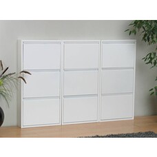 Pisa schoenenkast wit metaal met 3 vakken - set van 3