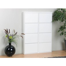 Pisa schoenenkast wit metaal met 4 vakken - set van 2