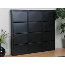 Pisa schoenenkast zwart metaal met 4 vakken - set van 3