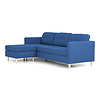 Mars 3-zitsbank met chaise longue links stof blauw