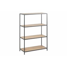Sea boekenkast met 2 planken in wild eiken decor en zwart metaal onderstel