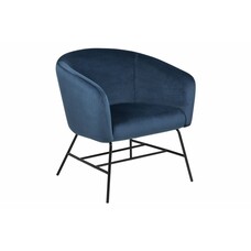 Ramy fauteuil in marineblauwe stof en zwart metalen onderstel