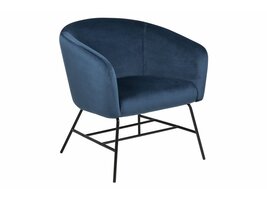 Ramy fauteuil in marineblauwe stof en zwart metalen onderstel
