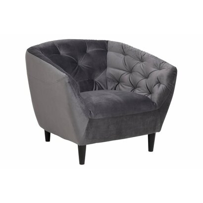 Rian fauteuil in donkergrijze stof en zwart onderstel