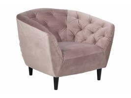 Rian fauteuil in roze stof en zwart onderstel