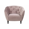 Rian fauteuil in roze stof en zwart onderstel